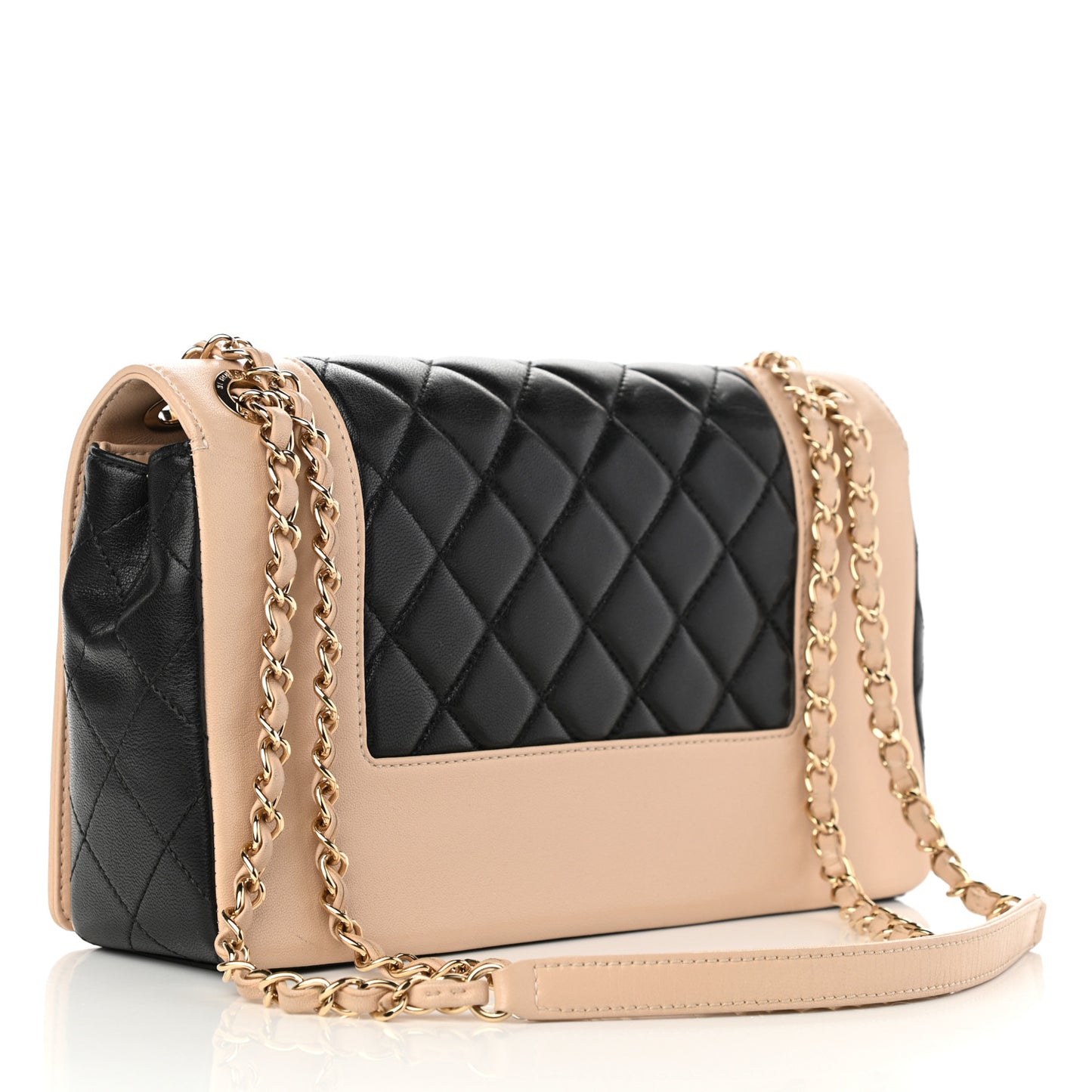 Sheepskin Quilted Vintage Mademoiselle Flap Beige Black
