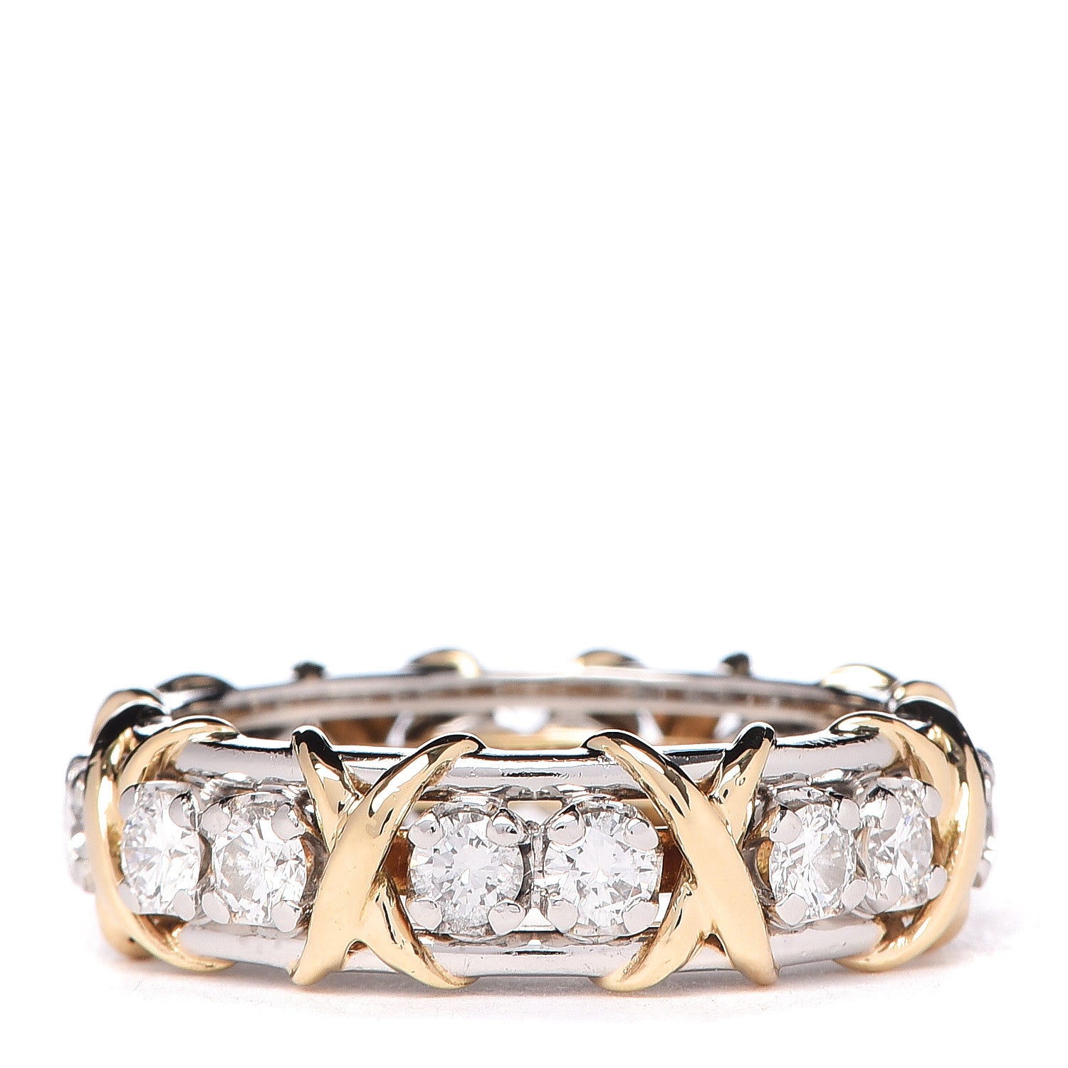Tiffany Platinum 18K Yellow Gold Diamond Schlumberger Sixteen Stone Ring 54 7 3 of 5