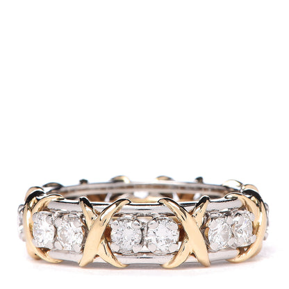 Tiffany Platinum 18K Yellow Gold Diamond Schlumberger Sixteen Stone Ring 54 7 3 of 5