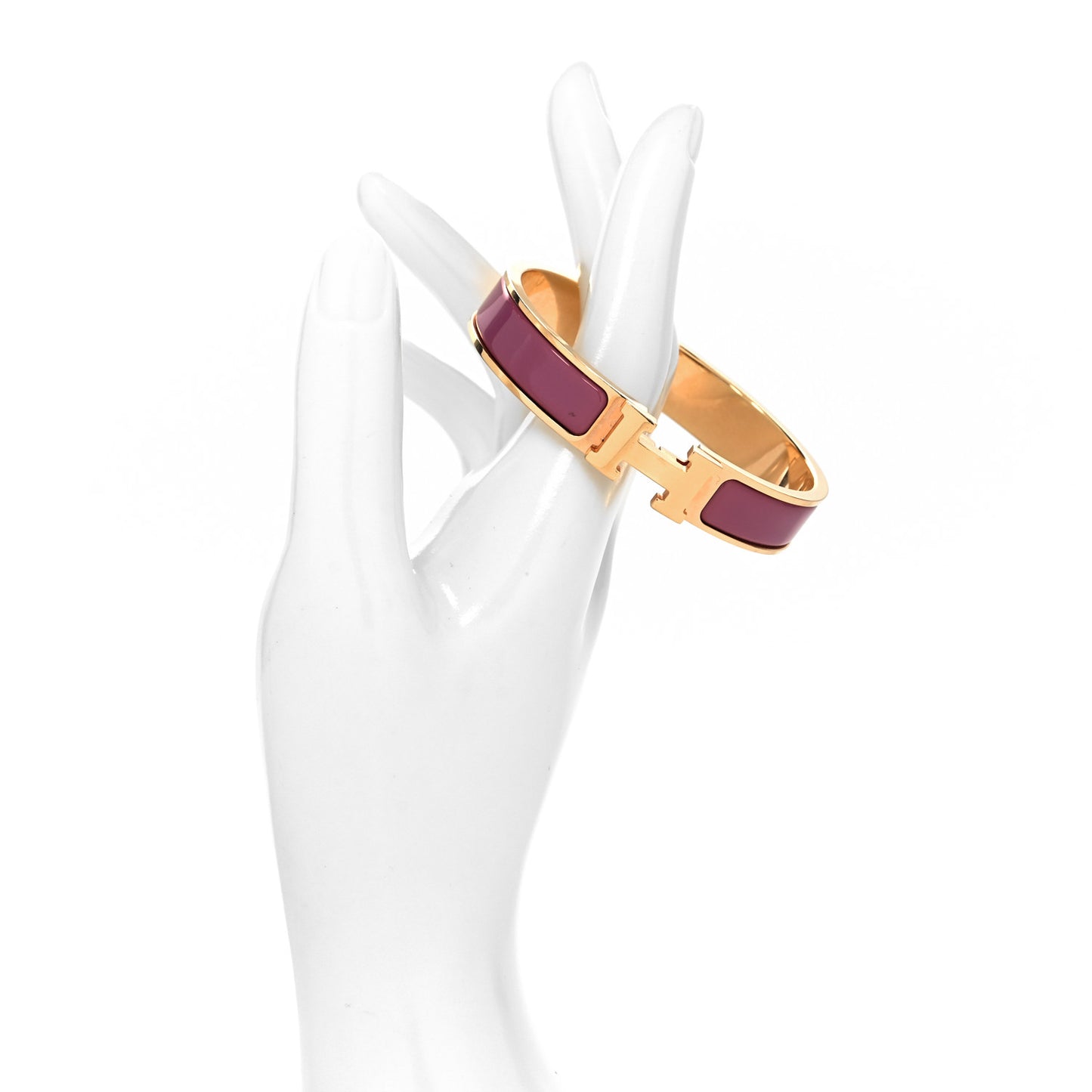 Enamel Narrow Clic Clac H Bracelet PM Rose Velours