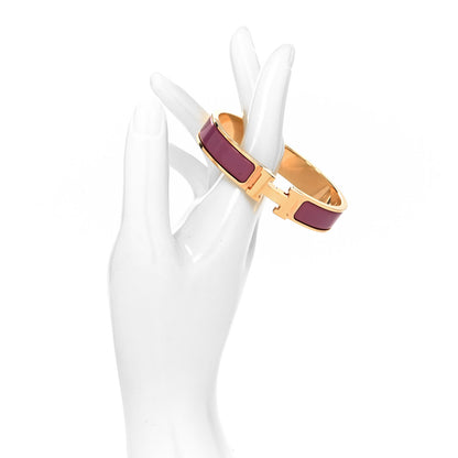 Hermes Enamel Narrow Clic Clac H Bracelet PM Rose Velours 2 of 5