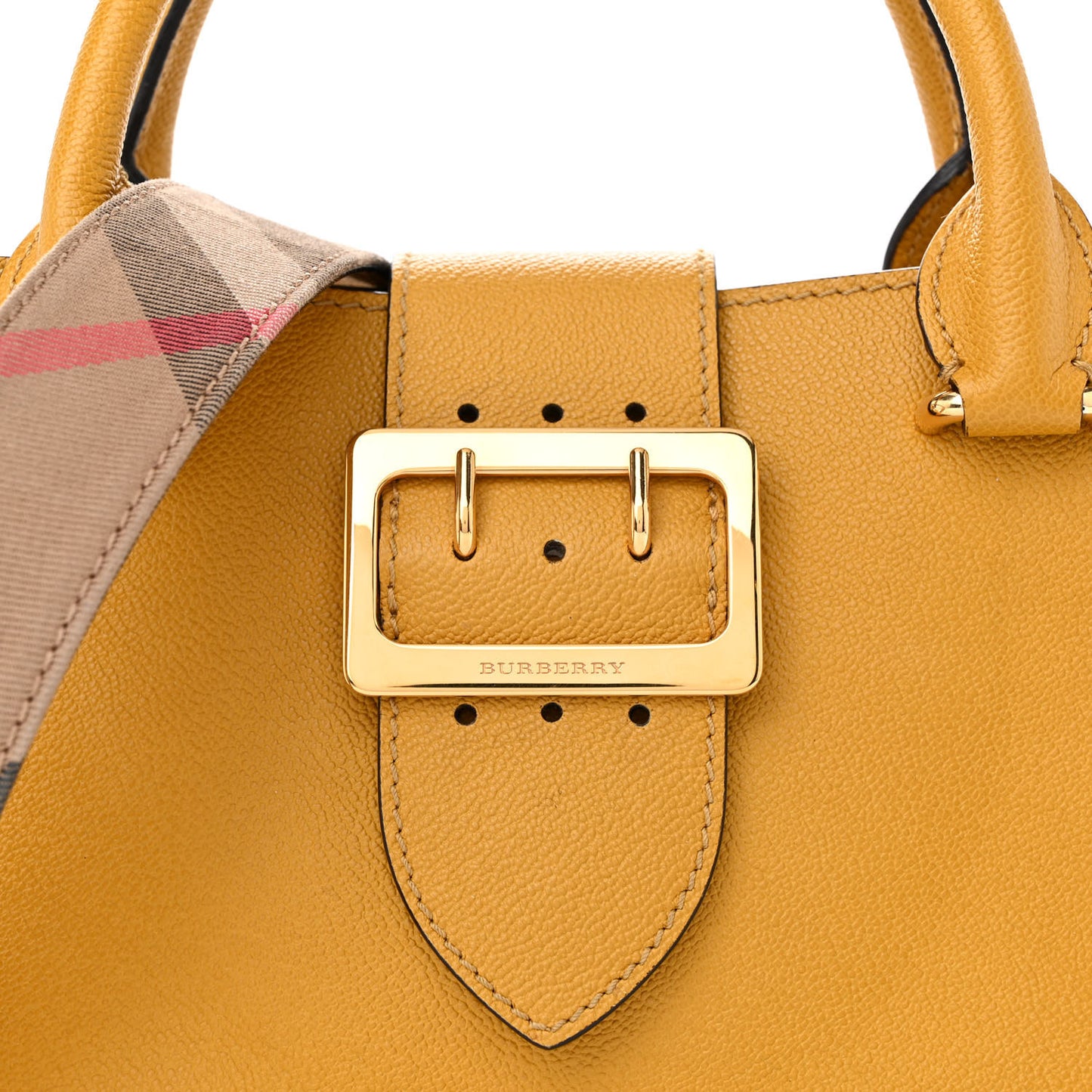 Soft Grain Calfskin Small Buckle Tote Bright Straw