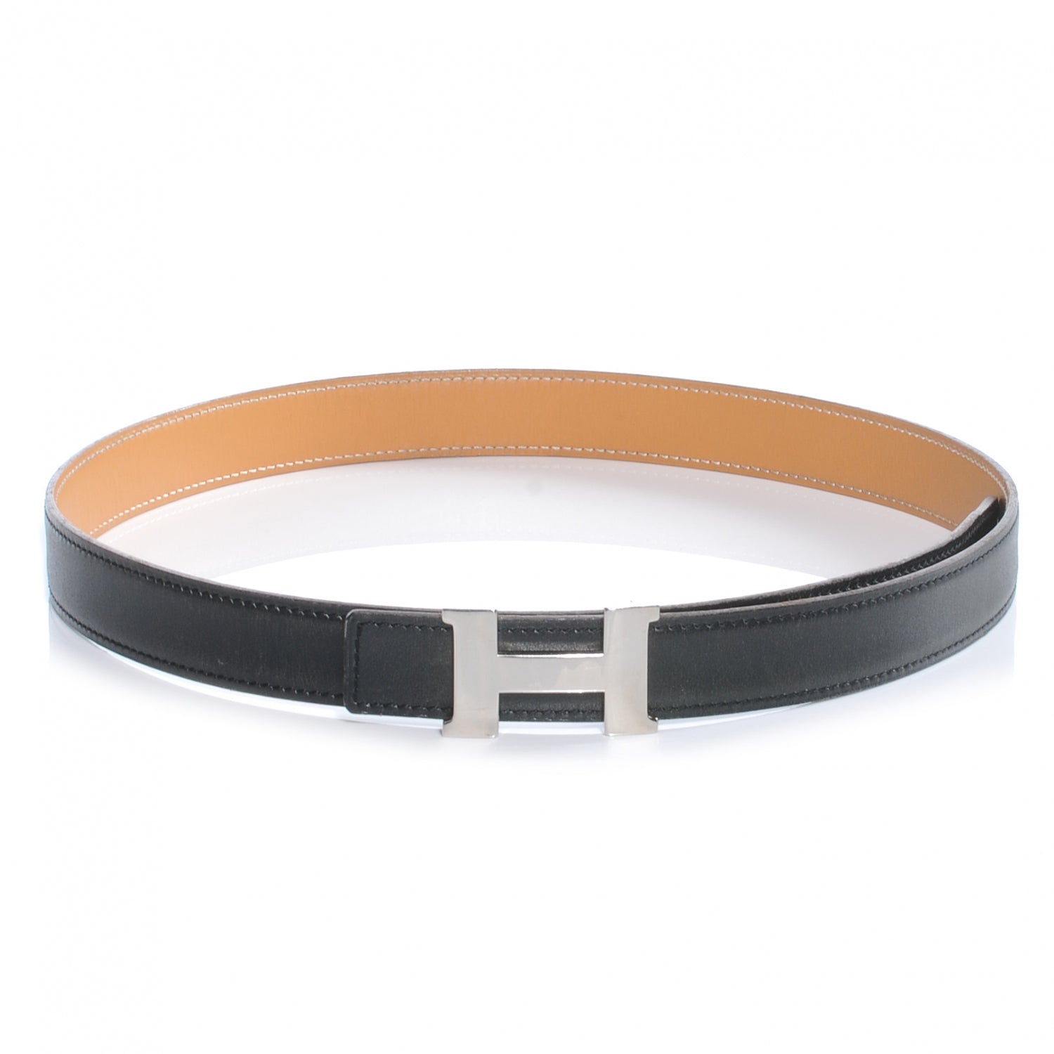 Hermes Box Chamonix Reversible Constance 24mm H Belt Noir Natural 80 1 of 6