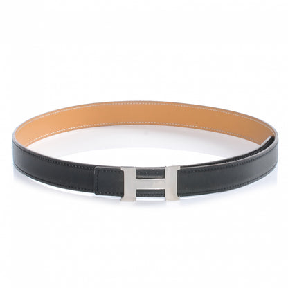 Hermes Box Chamonix Reversible Constance 24mm H Belt Noir Natural 80 1 of 6