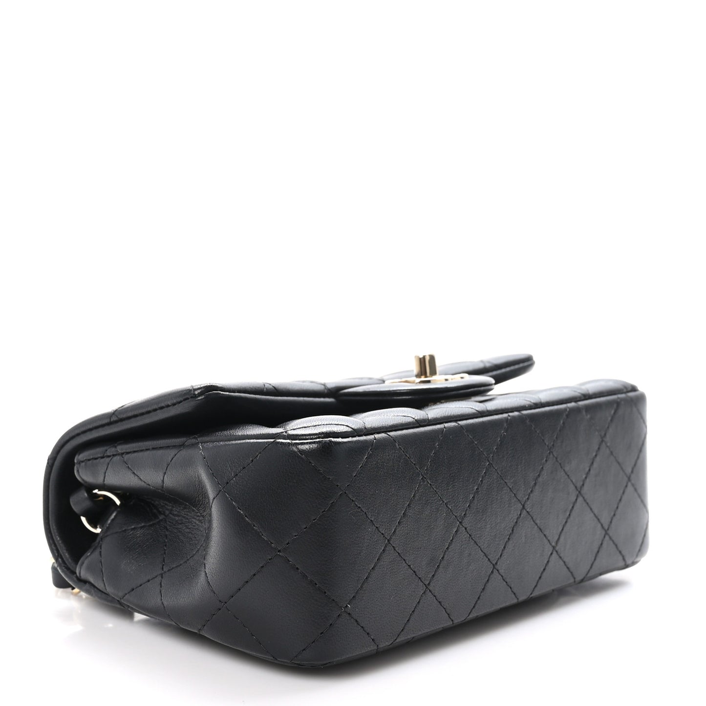 Lambskin Quilted Mini Rectangular Flap Black