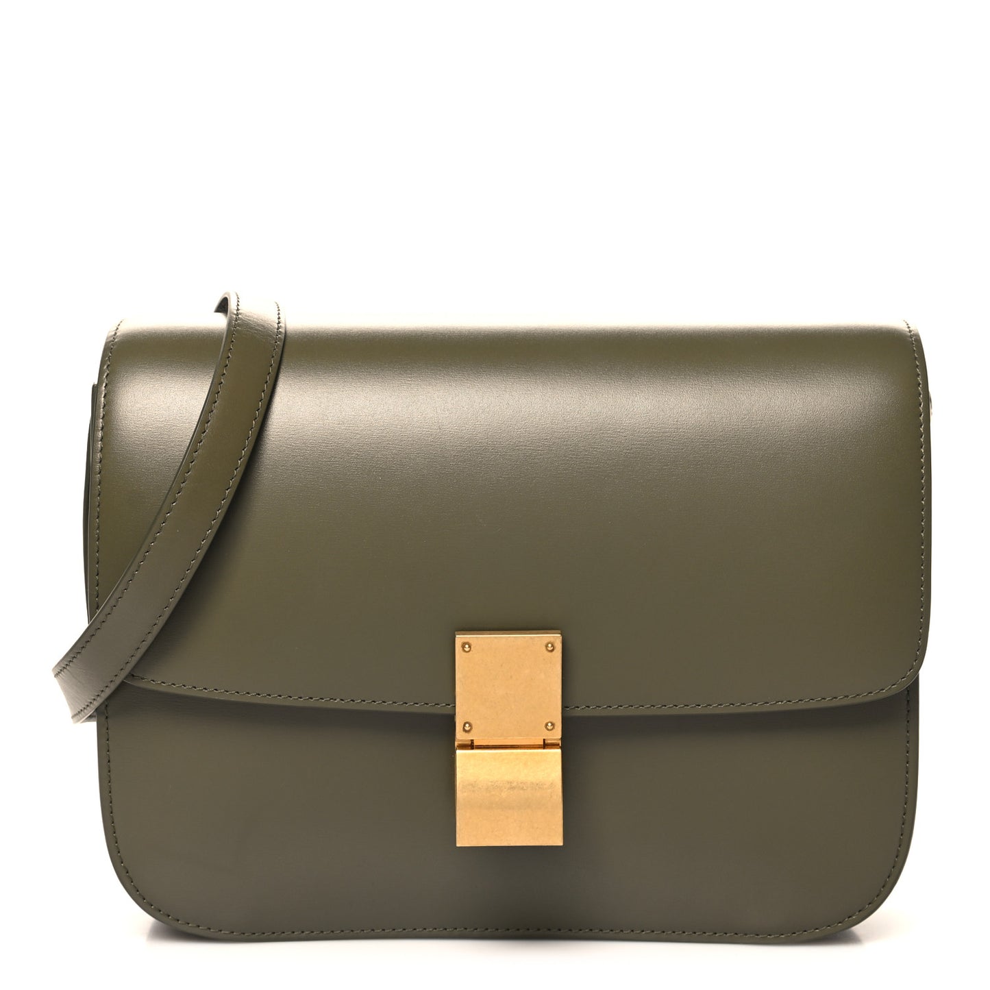 Box Calfskin Classic Box Medium Flap Bag Army Green