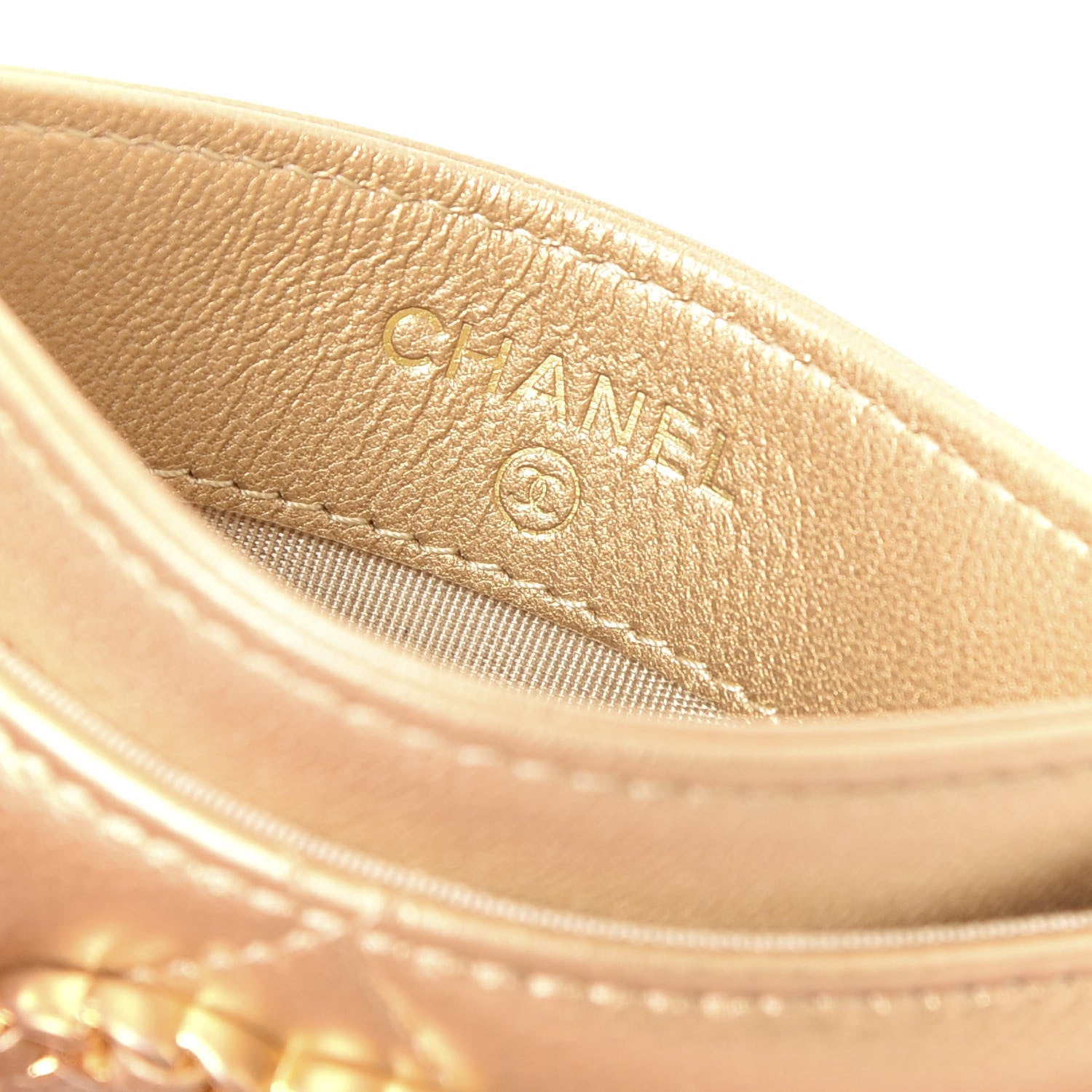Chanel Metallic Goatskin Quilted Chanel 19 Card Holder Gold 7 of 11
