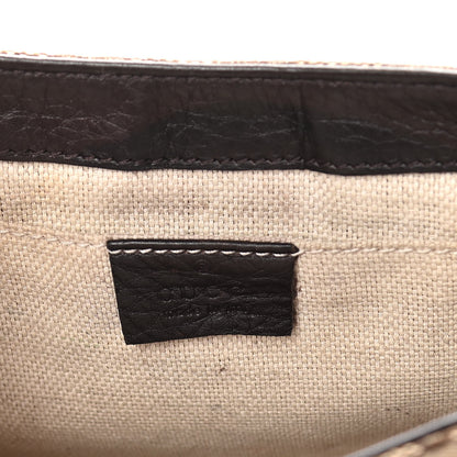 Gucci Monogram Pebbled Calfskin Web Small Dressage Shoulder Bag Dark Brown 6 of 15