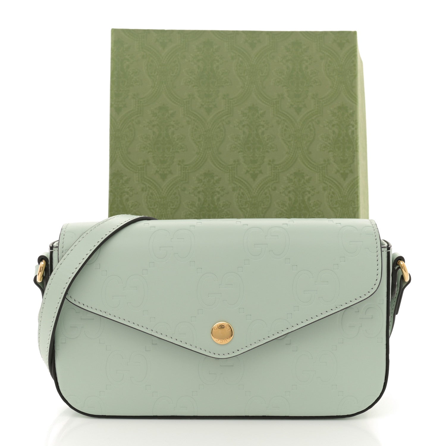 Gucci Calfskin GG Super Mini Shoulder Bag Pale Blue 11 of 11