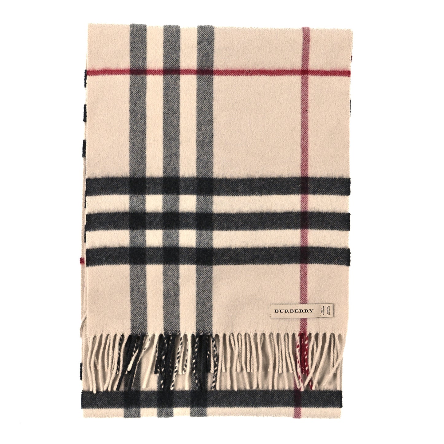 Cashmere House Check Fringe Scarf Beige