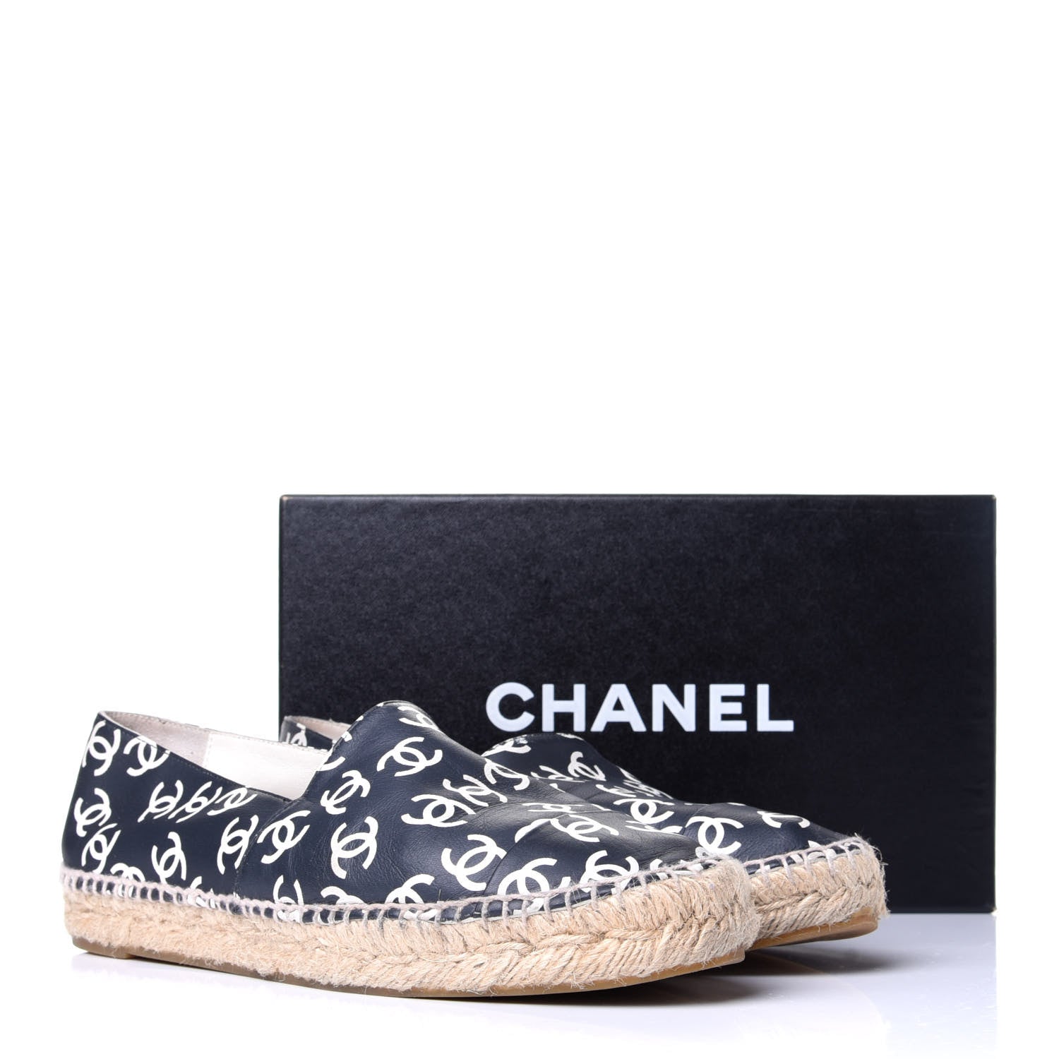 Chanel Lambskin Printed CC Espadrilles 39 Black White 11 of 11
