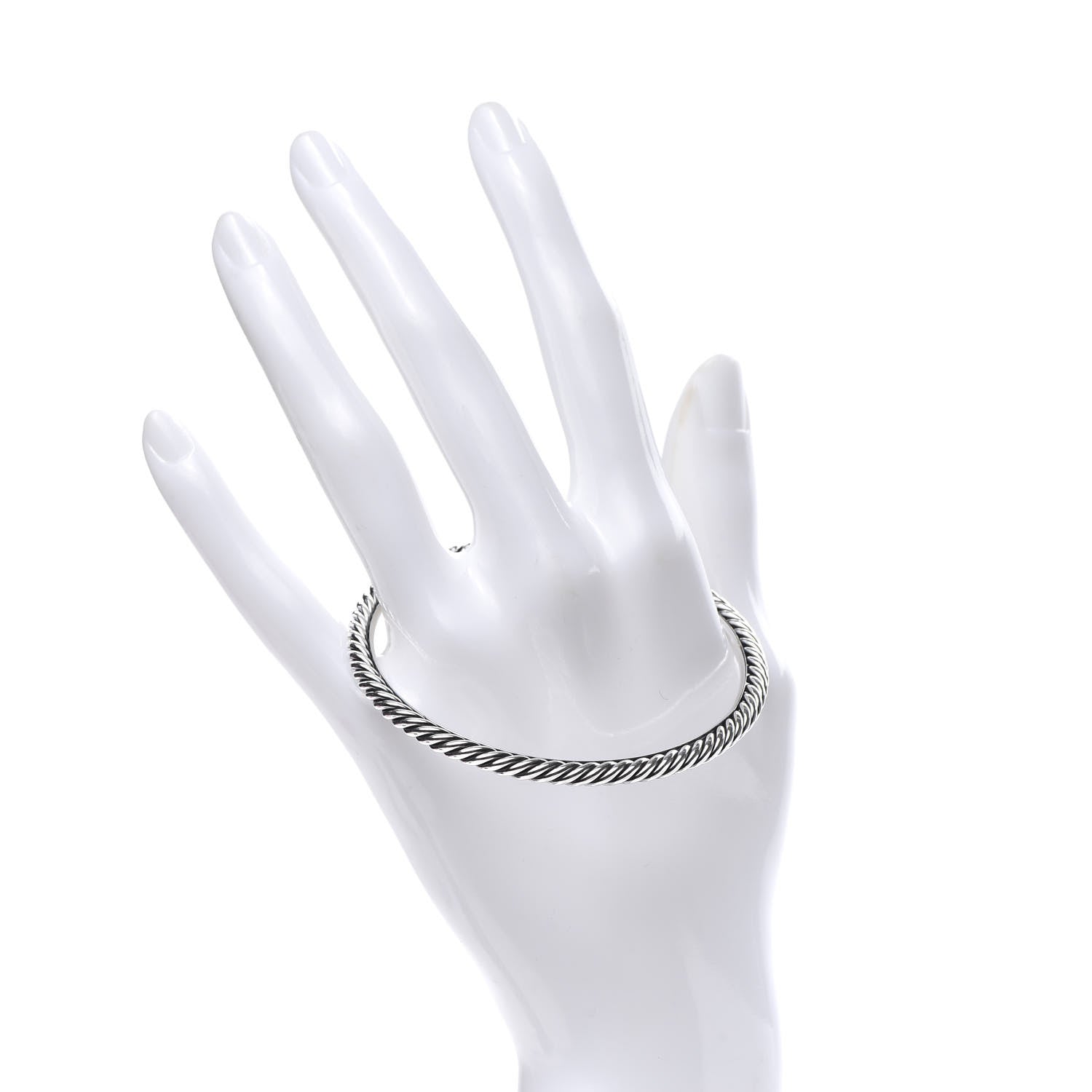 David Yurman Sterling Silver 4mm Cable Classics Bangle Bracelet 2 of 4