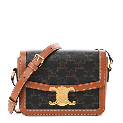Celine Calfskin Triomphe Canvas Teen Triomphe Bag Tan 1 of 17