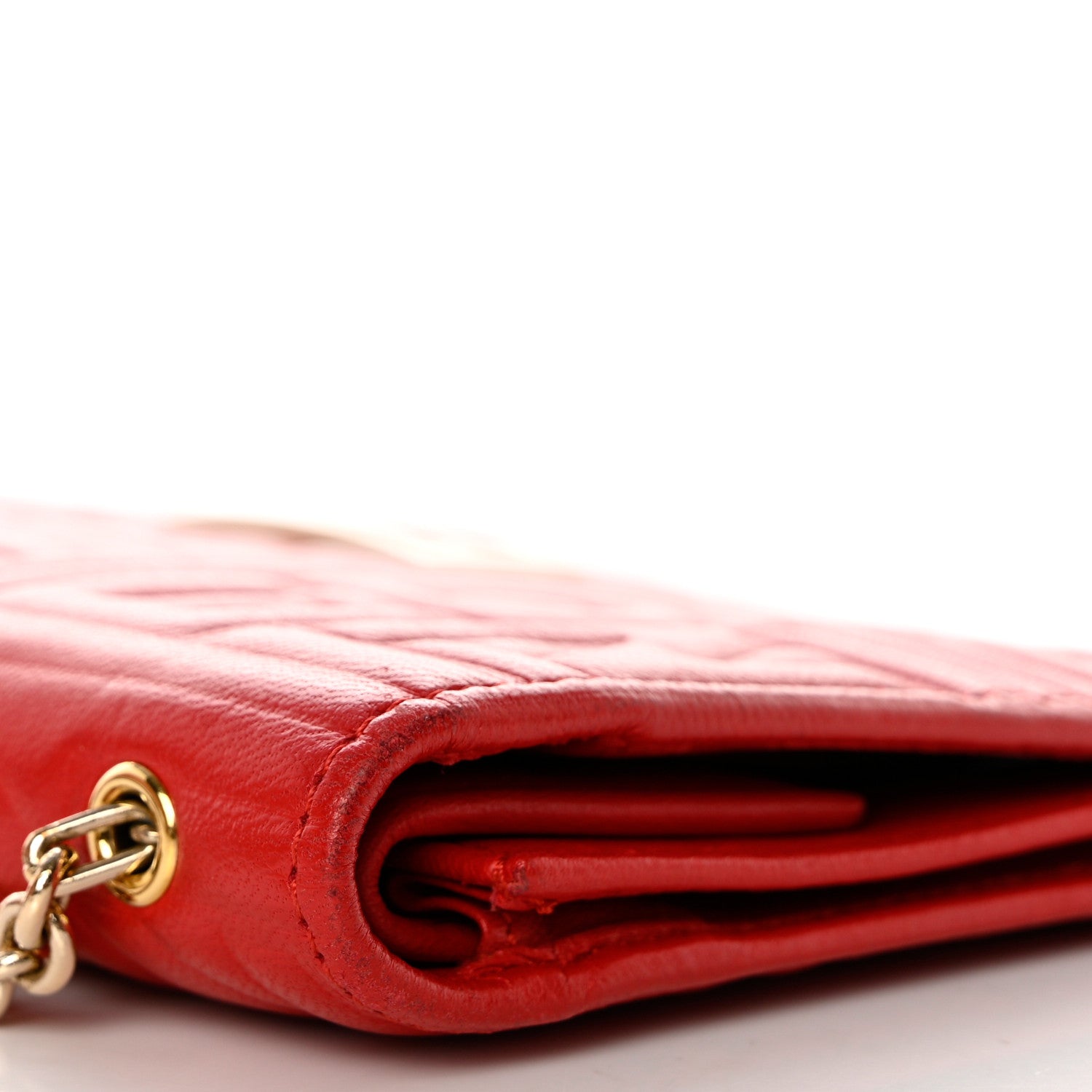 Fendi Nappa Logo Embossed Long Wallet on Chain Rosso 13 of 14