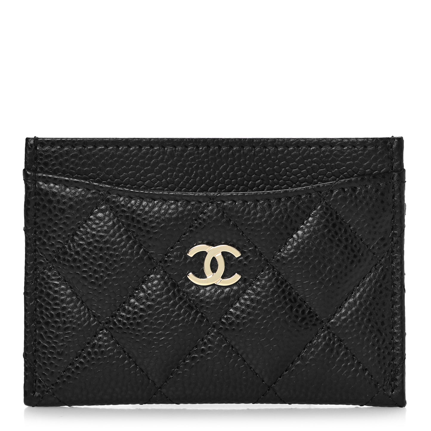 Caviar Quilted Card Holder Black