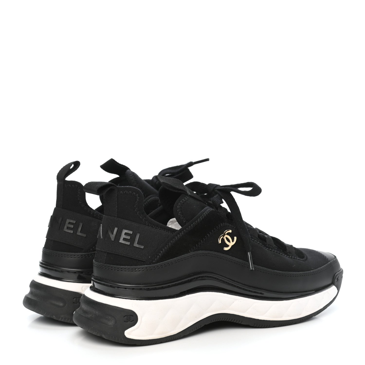 Chanel Velvet Calfskin Mixed Fibers CC Sneakers 37 Black 4 of 8
