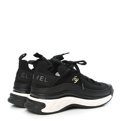 Chanel Velvet Calfskin Mixed Fibers CC Sneakers 37 Black 4 of 8