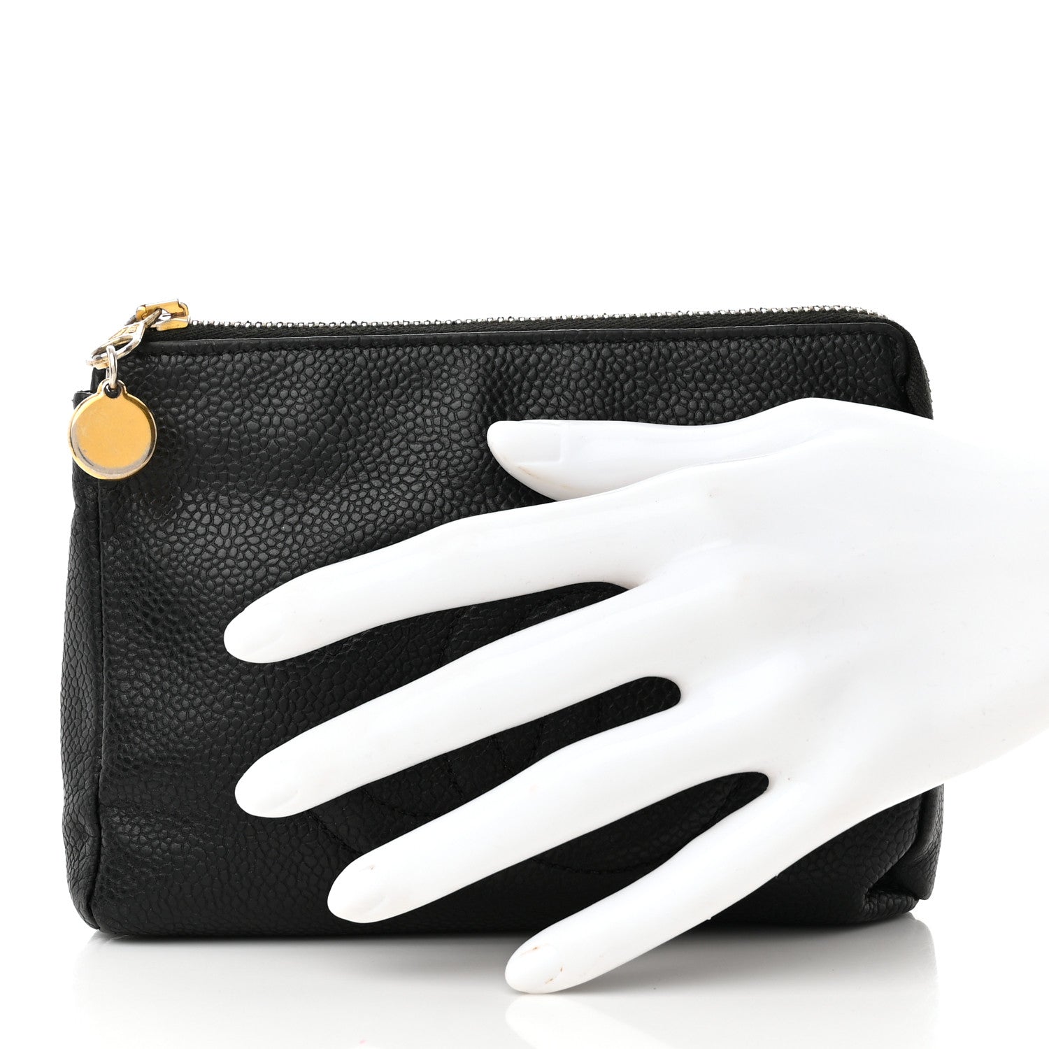 Chanel Caviar Timeless CC Cosmetic Pouch Bag Black 2 of 13