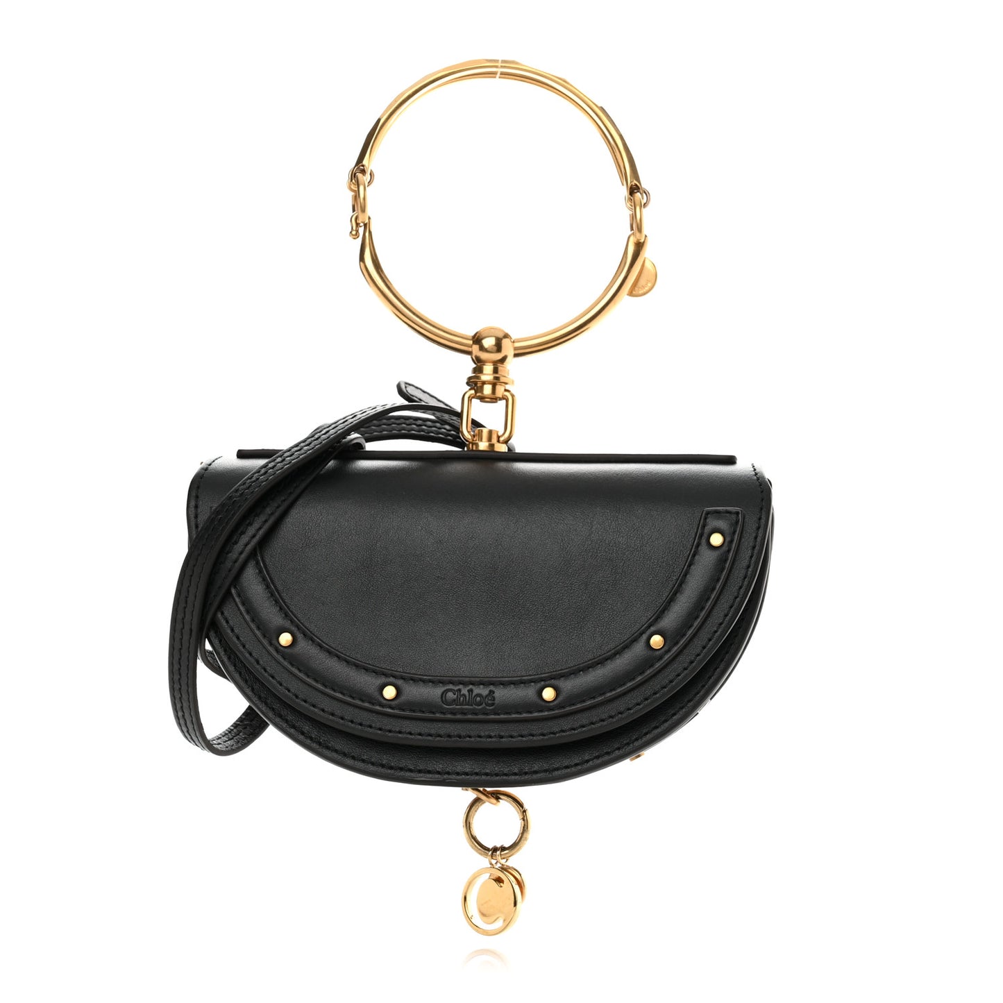 Calfskin Small Nile Bracelet Minaudiere Bag Black
