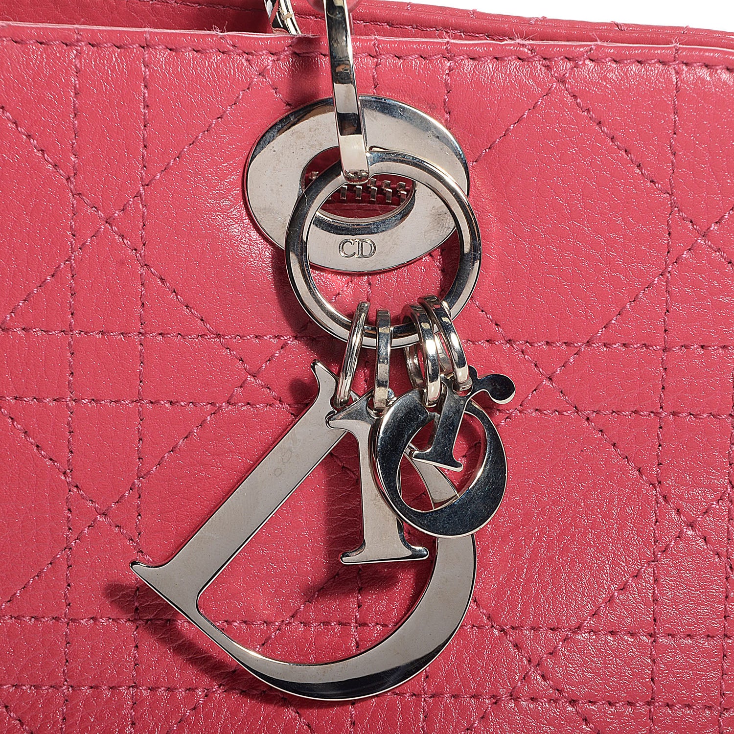 Christian Dior Calfskin Cannage Tote Pink 6 of 8