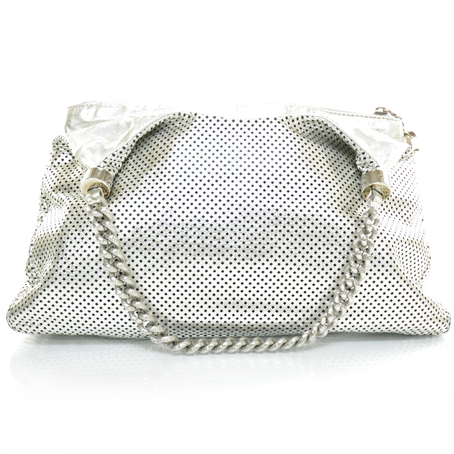 Chanel Metallic Glazed Calfskin Perforated Rodeo Drive Hobo Silver 4 of 12