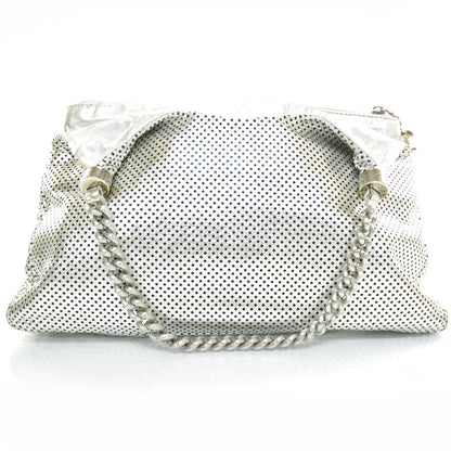 Chanel Metallic Glazed Calfskin Perforated Rodeo Drive Hobo Silver 4 of 12