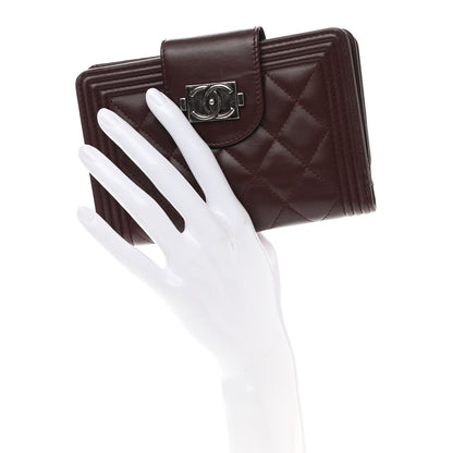 Chanel Lambskin Quilted Boy Zipped Pocket Wallet Burgundy 2 of 8