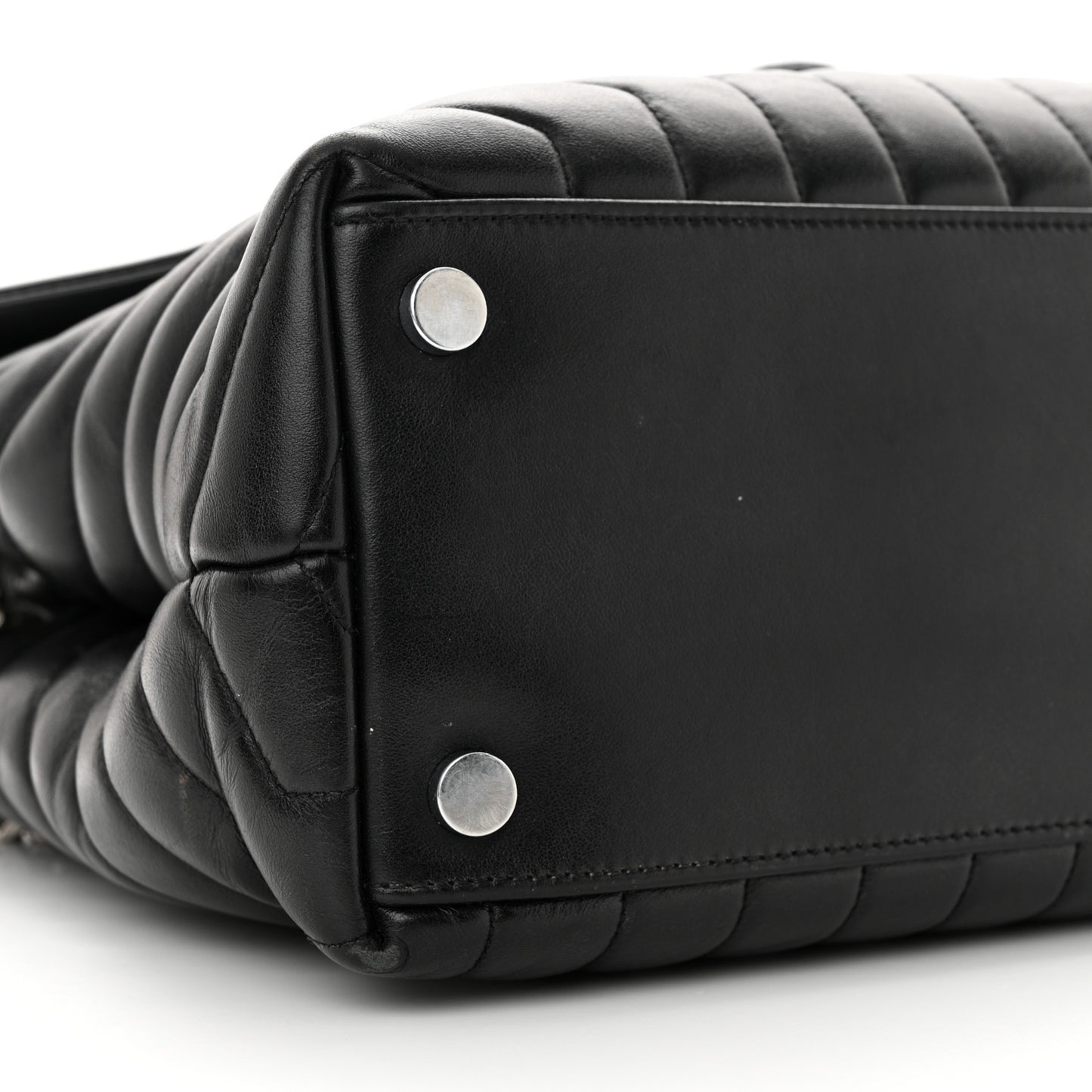 Calfskin Y Quilted Monogram Large Loulou Chain Satchel Black