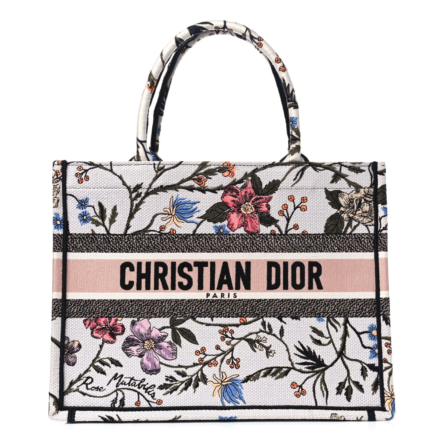 Christian Dior Canvas Embroidered Medium Rosa Mutabilis Book Tote Multicolor 1 of 4