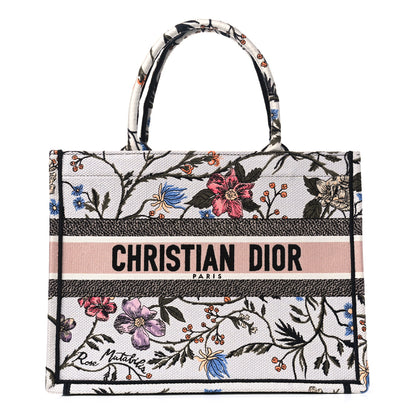 Christian Dior Canvas Embroidered Medium Rosa Mutabilis Book Tote Multicolor 1 of 4