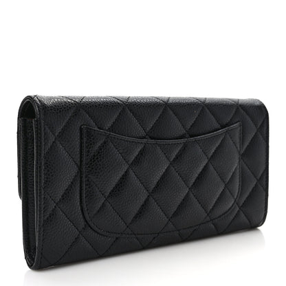 Chanel Caviar Quilted Large Gusset Flap Wallet Black 3 of 9