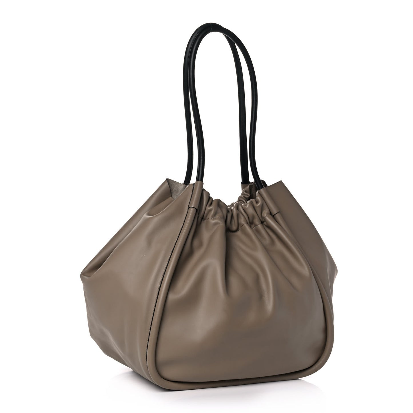 Calfskin XL Ruched Tote Light Taupe