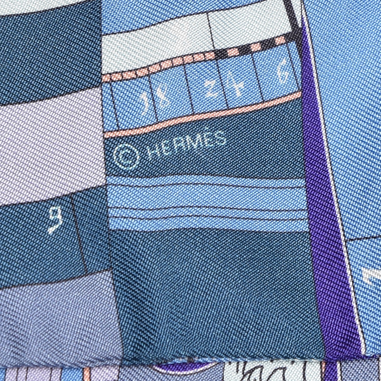 Hermes Silk Astrologie Nouvelle Twilly Ultraviolet Bleu Corail 4 of 5