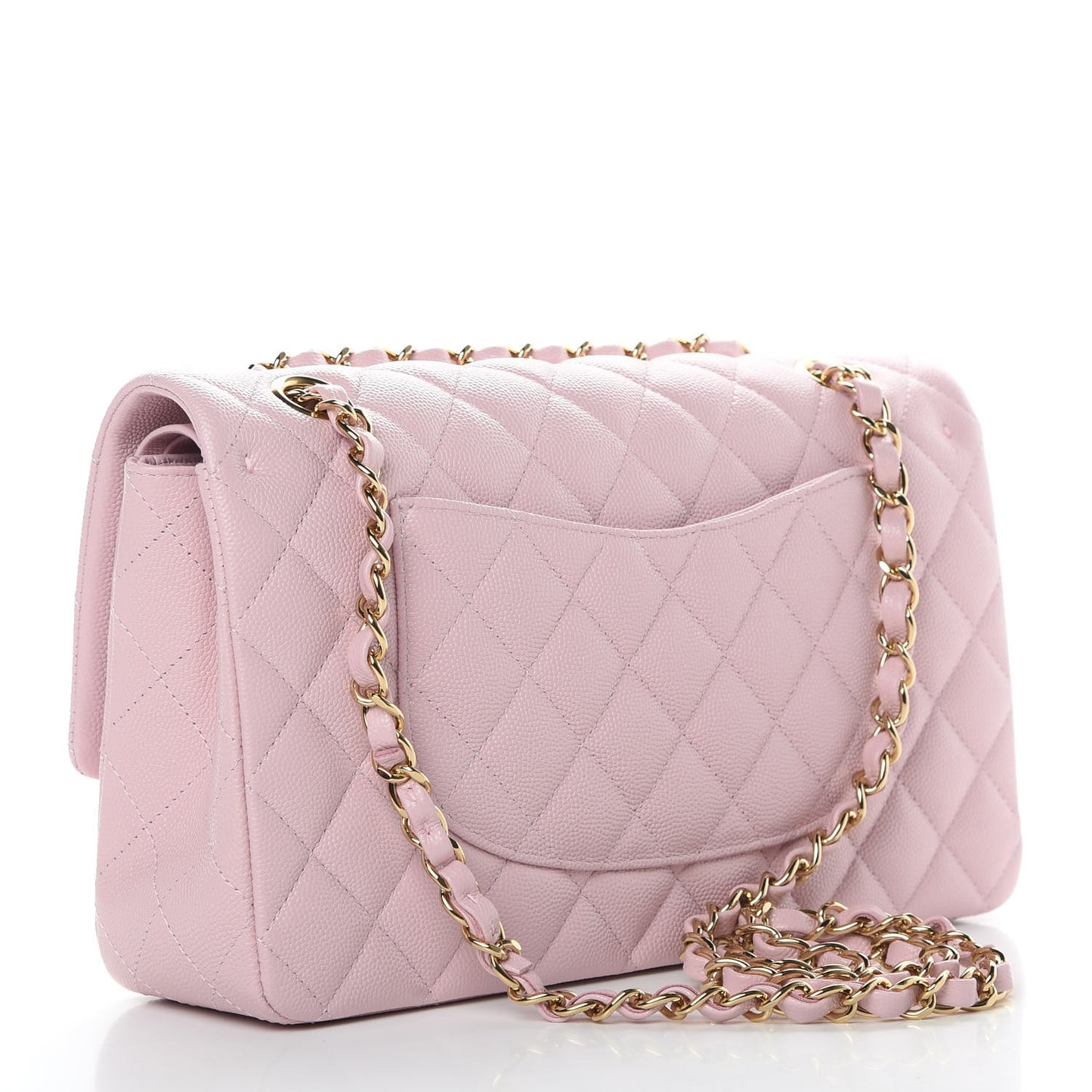 Caviar Quilted Medium Double Flap Light Pink