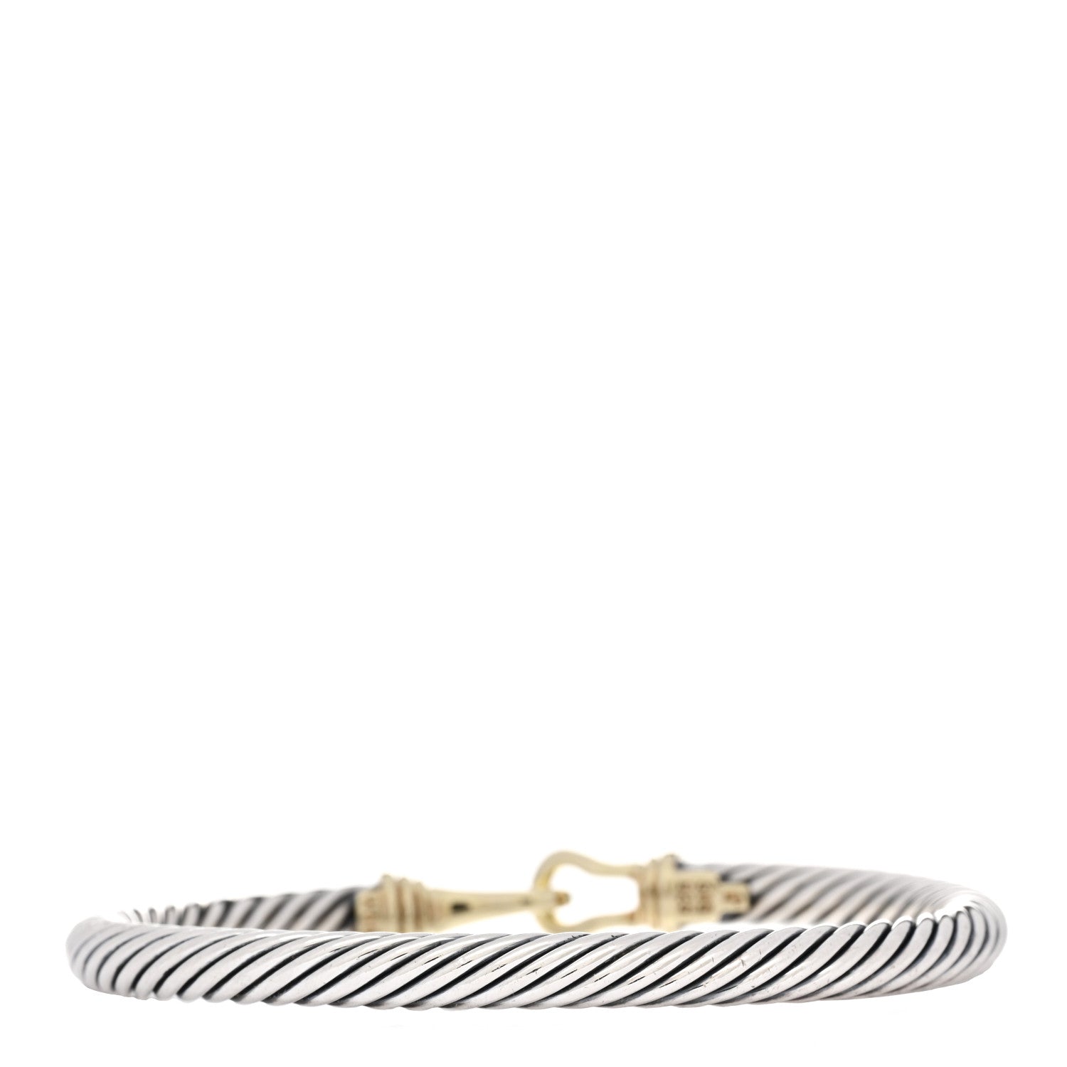 David Yurman Sterling Silver 14K Yellow Gold 5mm Cable Classic Buckle Bracelet 3 of 3