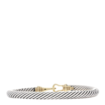 David Yurman Sterling Silver 14K Yellow Gold 5mm Cable Classic Buckle Bracelet 3 of 3