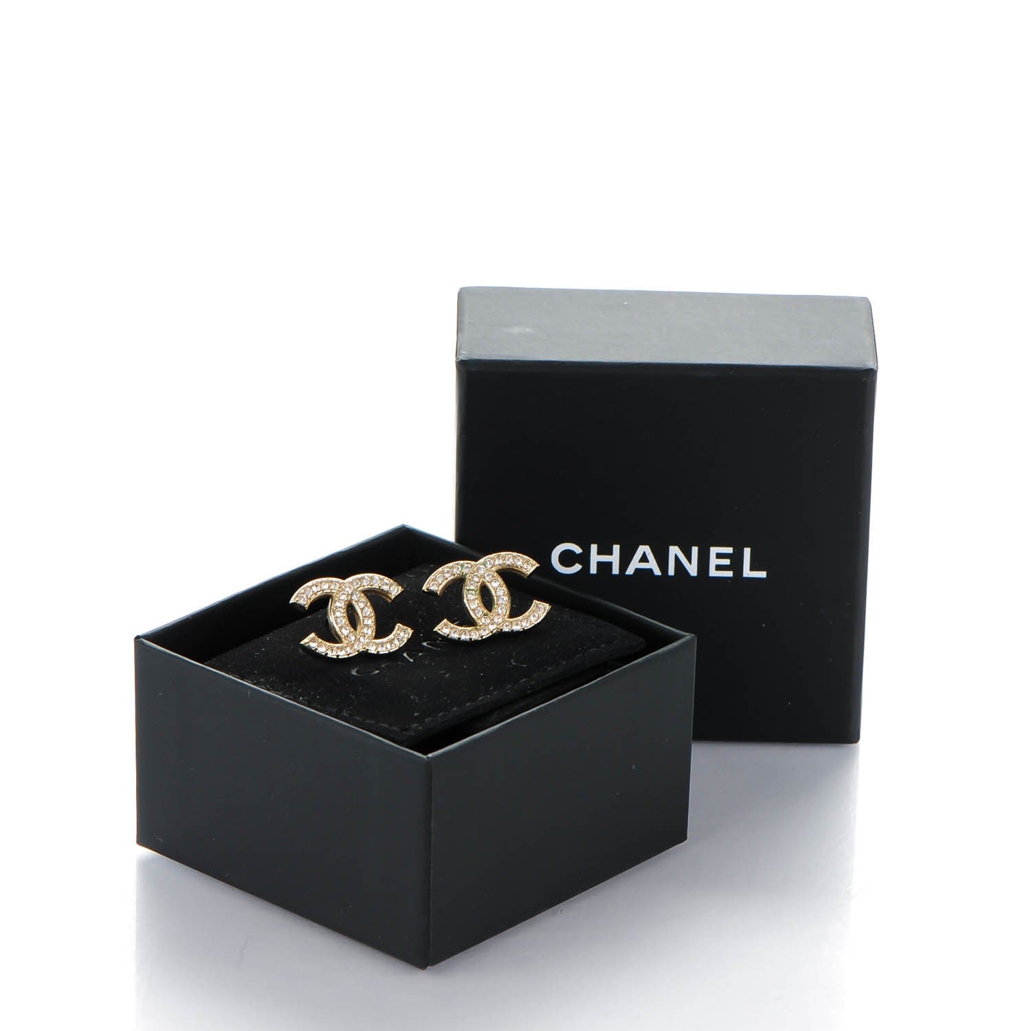 Chanel Crystal CC Earrings Gold 5 of 5