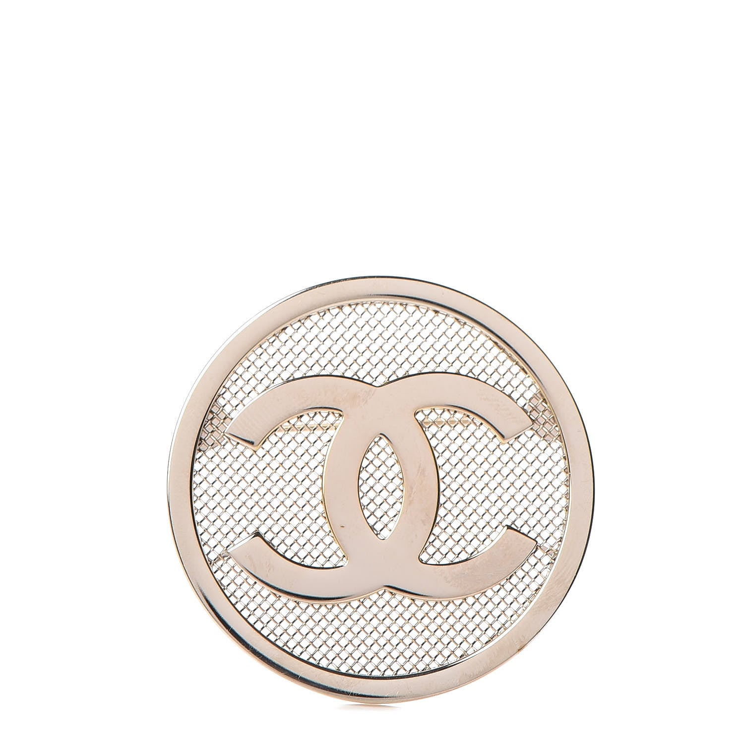 Chanel Mesh Circle CC Brooch Gold 1 of 4