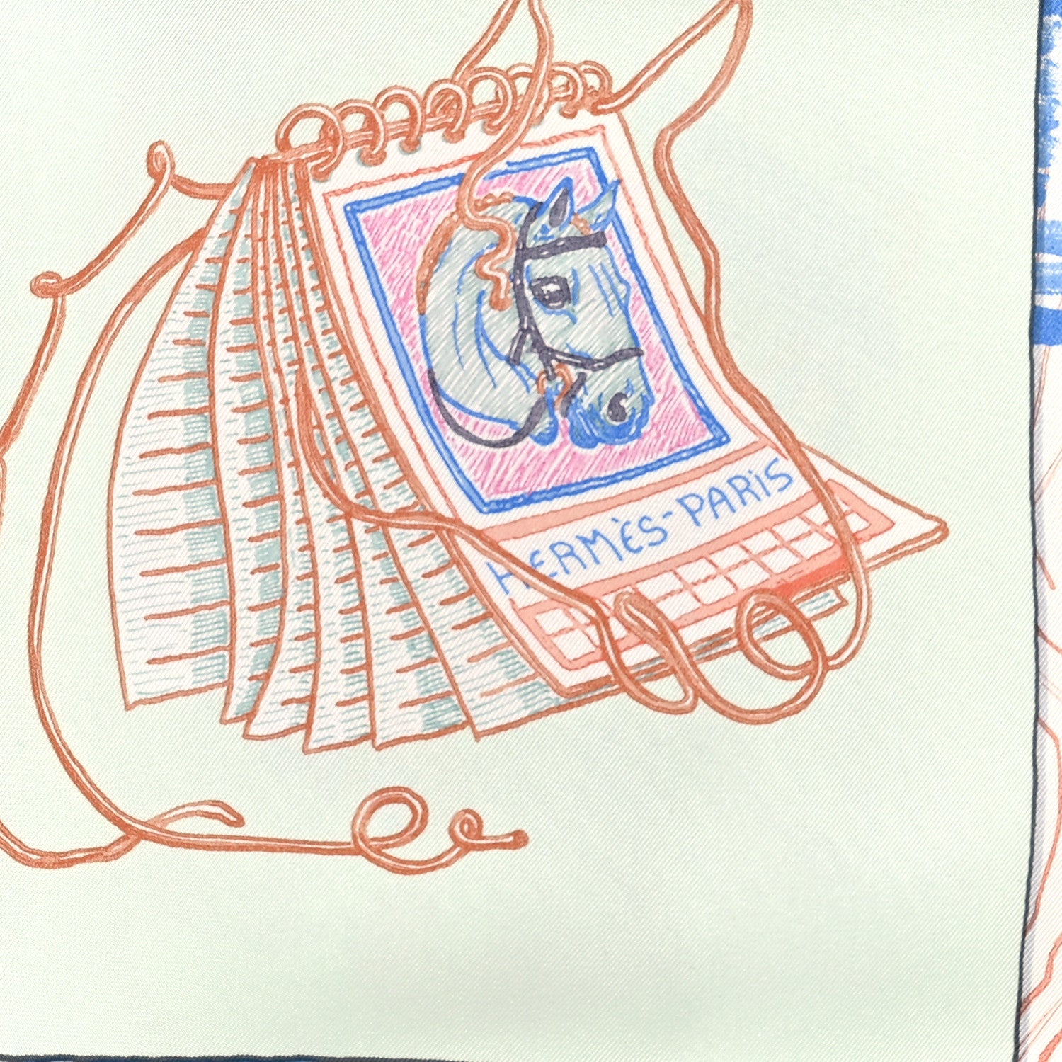 Hermes Silk Chevaloscope Scarf 90 White Bleu Multicolor 2 of 3