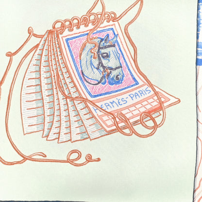 Hermes Silk Chevaloscope Scarf 90 White Bleu Multicolor 2 of 3