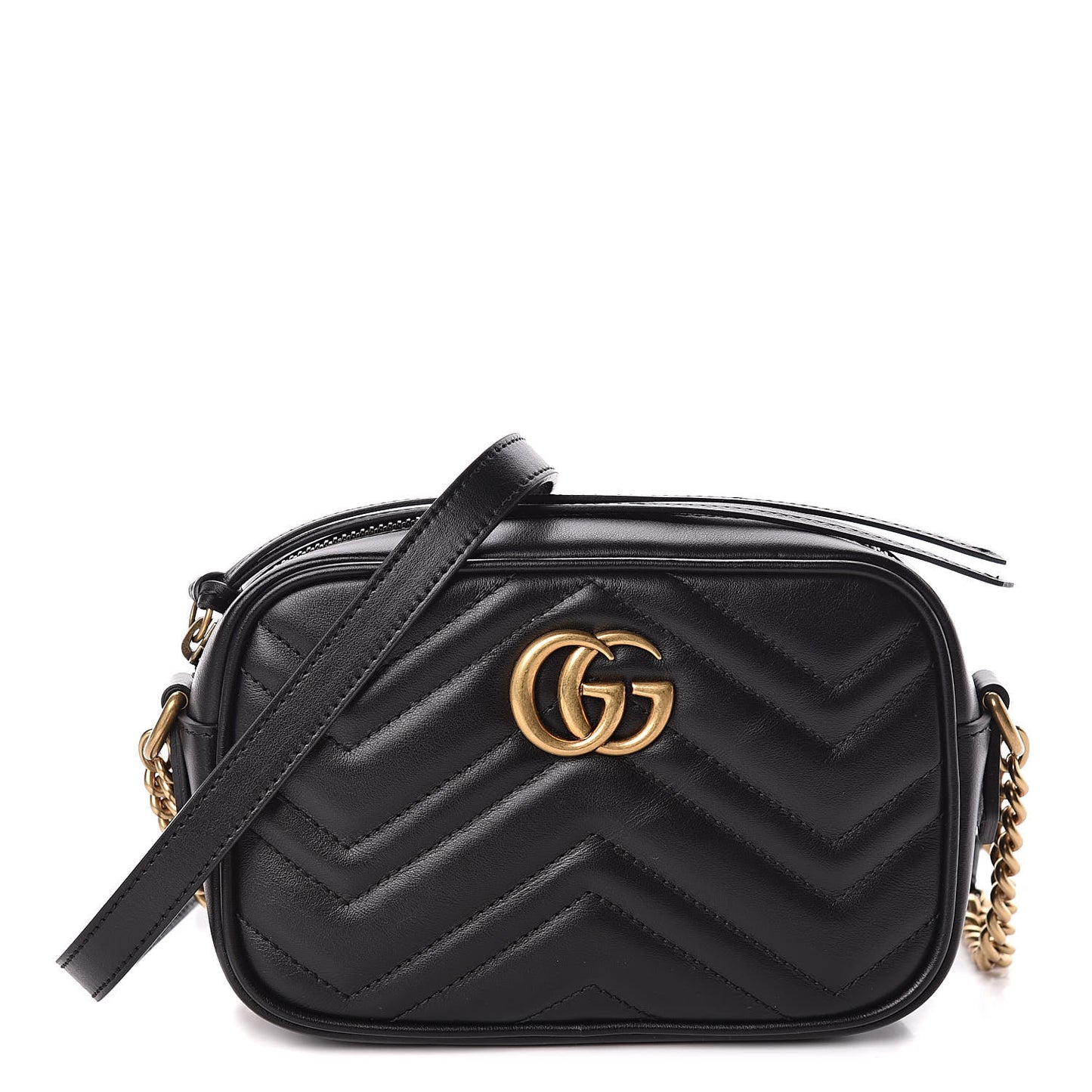 Calfskin Matelasse Mini GG Marmont Chain Shoulder Bag Black