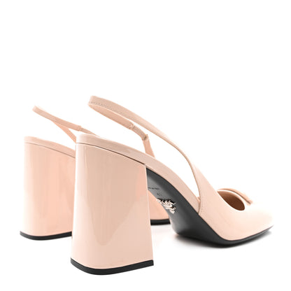 Prada Patent Triangle Logo Slingback Pumps 41 Cipria 4 of 7