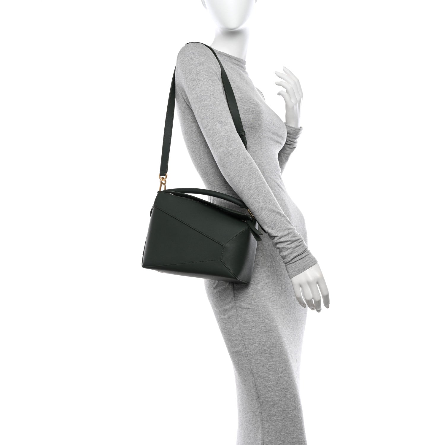 Loewe Calfskin Small Puzzle Edge Bag Bottle Green 1495966