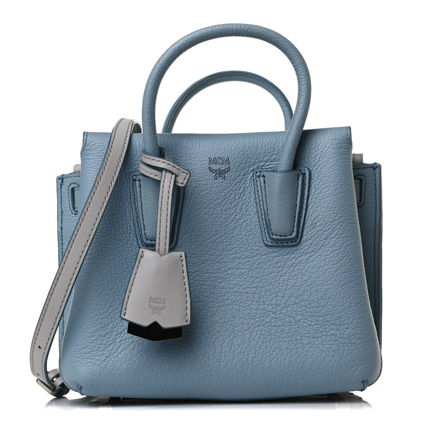 Grained Calfskin Mini Milla Tote Sky Blue