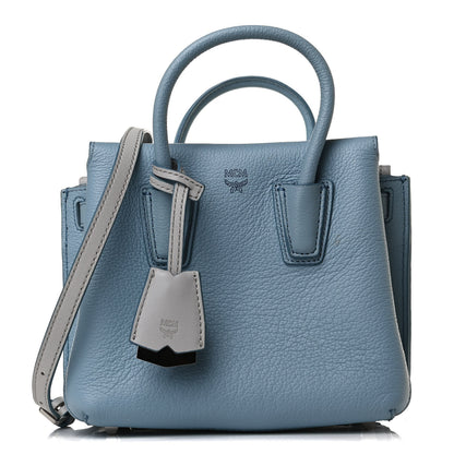 MCM Grained Calfskin Mini Milla Tote Sky Blue 1 of 13