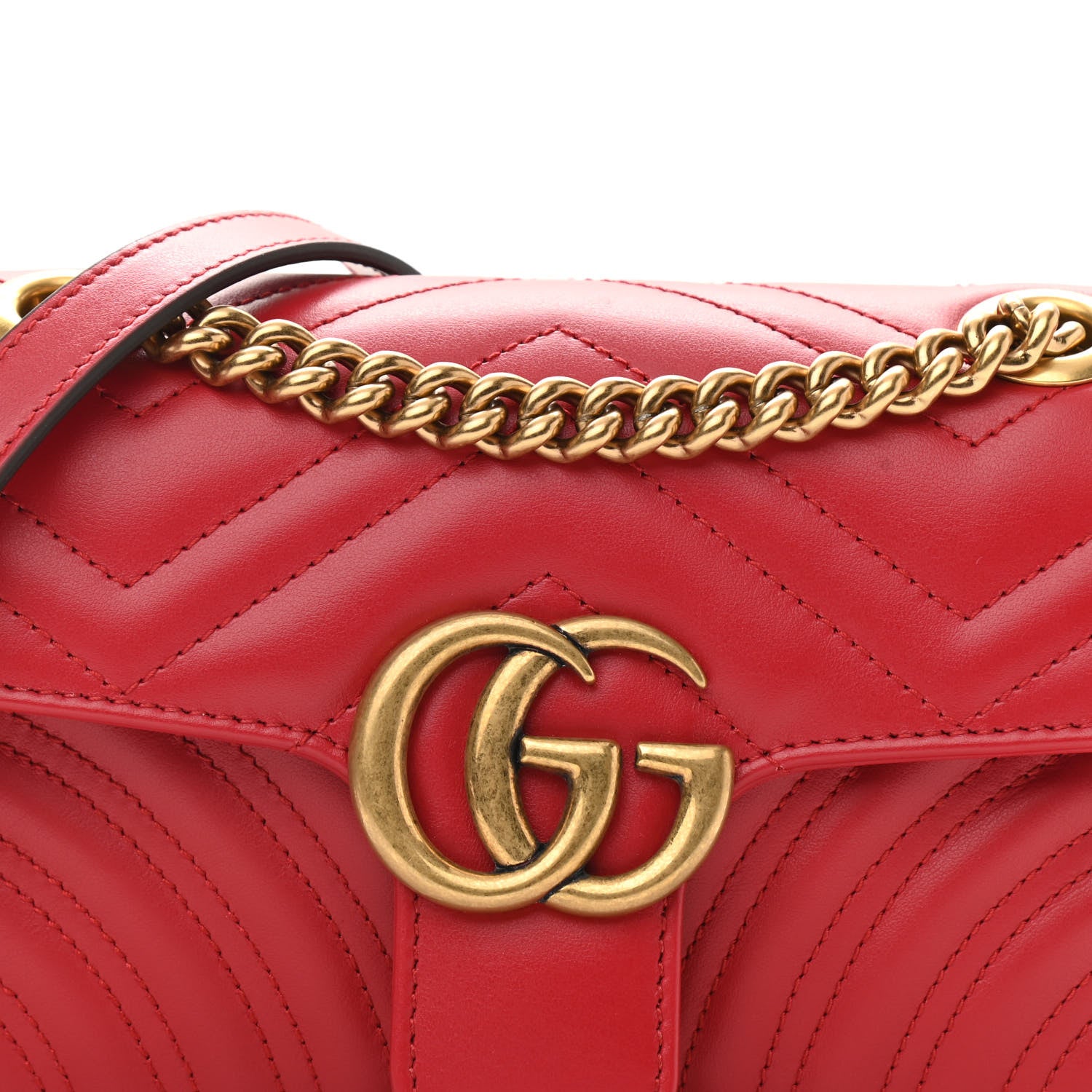 Gucci Calfskin Matelasse Mini GG Marmont Shoulder Bag Hibiscus Red 10 of 10