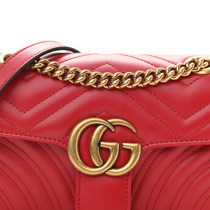 Gucci Calfskin Matelasse Mini GG Marmont Shoulder Bag Hibiscus Red 10 of 10