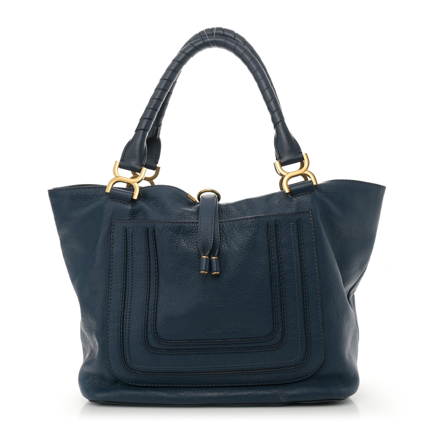 Calfskin Large New Marcie Tote Royal Navy