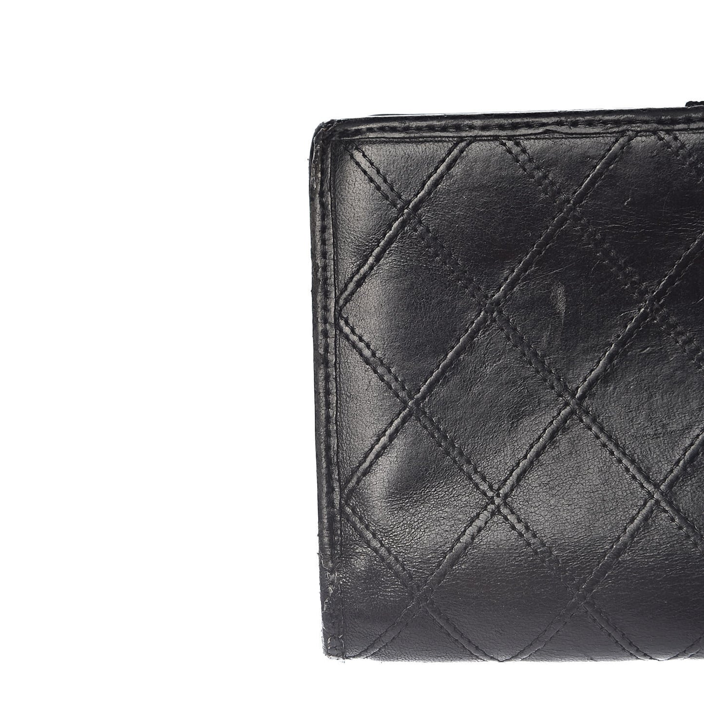 Lambskin Diamond Stitched French Wallet Black
