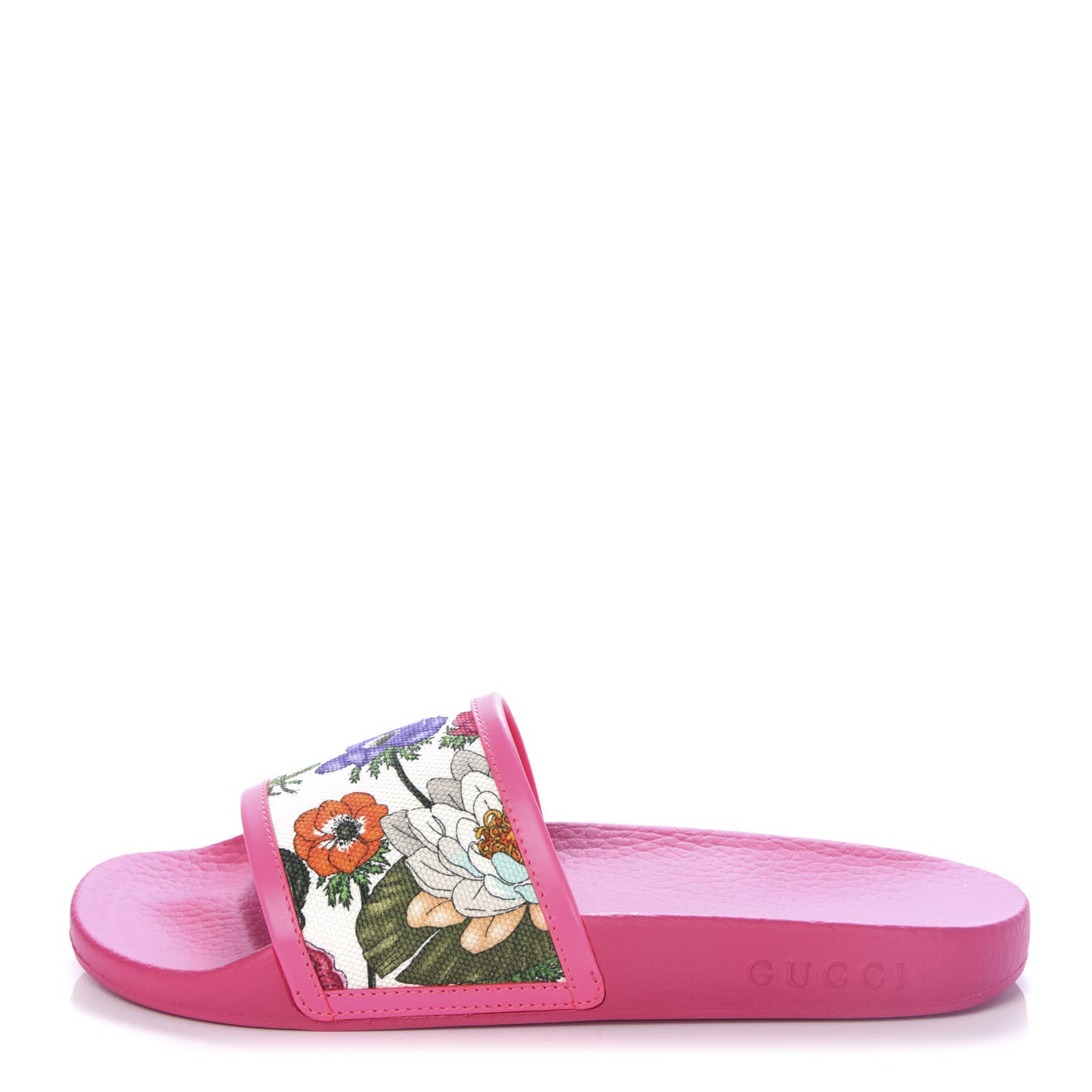 Canvas Flora Print Slide Sandals 37 Fluorescent Fuchsia
